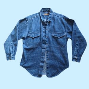 Vintage Ruff Hewn Western Denim Button Down Shirt Made in USA (Size M)